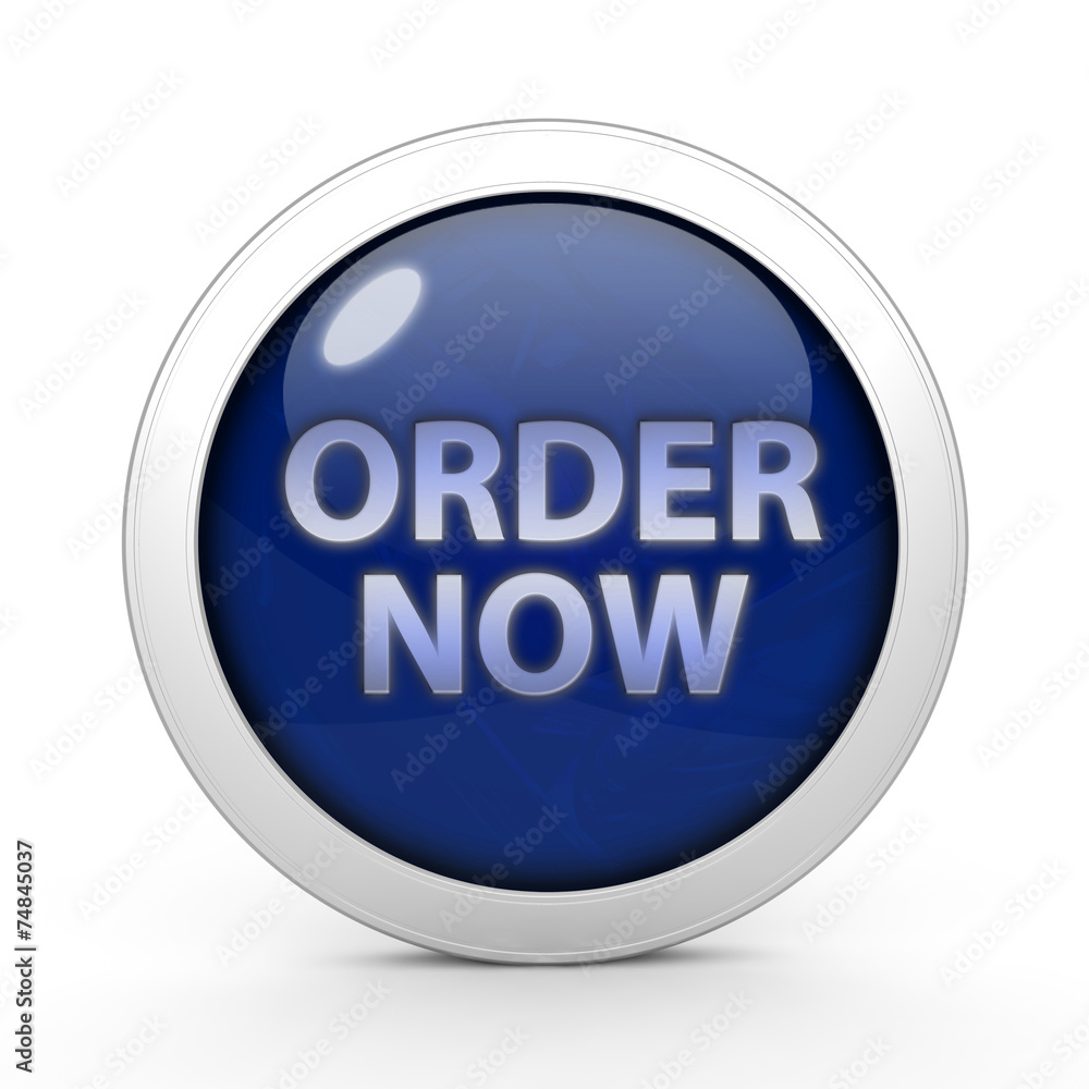 Order now circular icon on white background Order now circular icon on white background