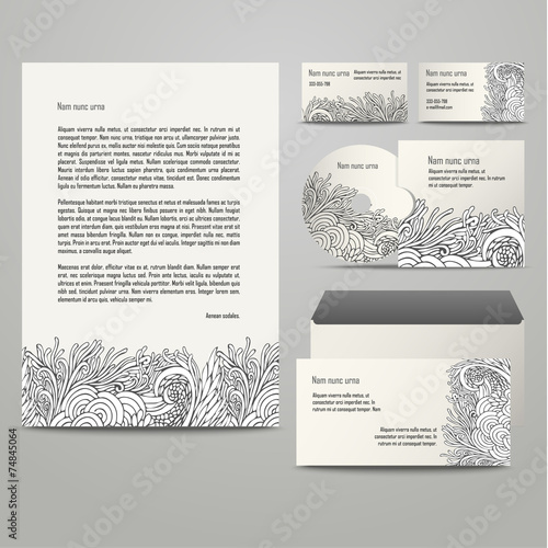 Template with grey floral pattern