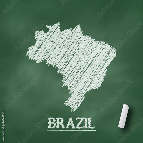 Brazil map chalkboard green vector