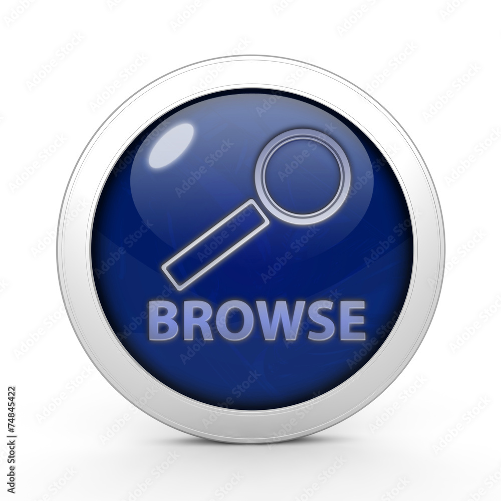 Browse circular icon on white background Browse circular icon on white background