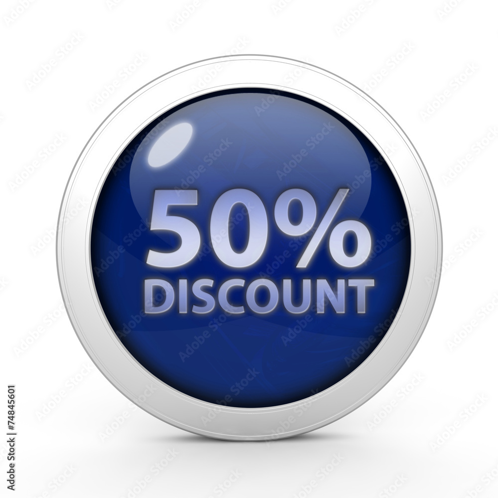Discount 50 circular icon on white background Discount 50 circular icon on white background