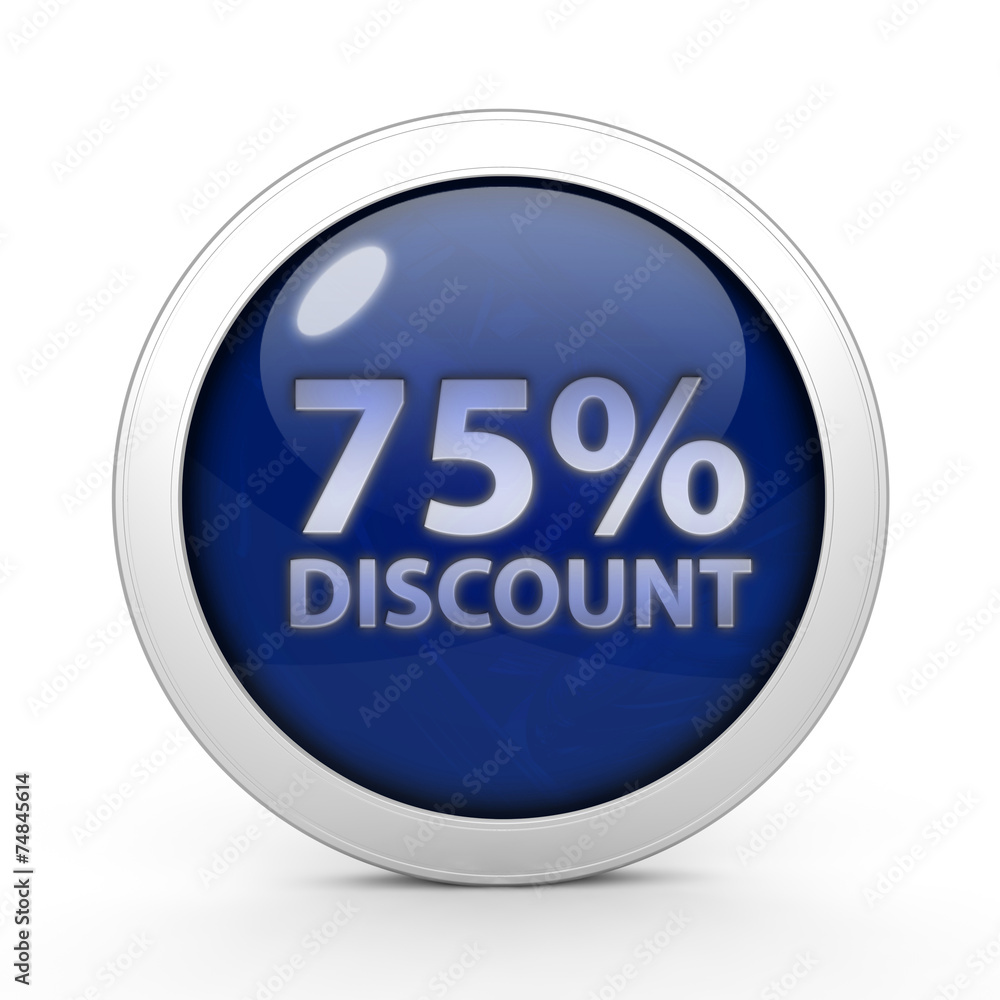 Discount 75 circular icon on white background Discount 75 circular icon on white background