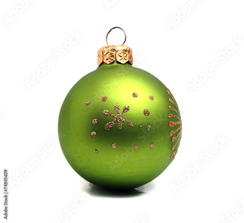 green Christmas ball on a white background