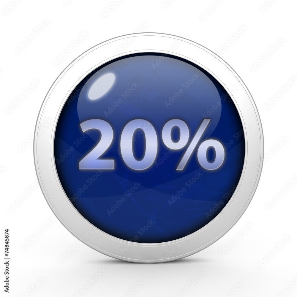 Twenty percent circular icon on white background Twenty percent circular icon on white background