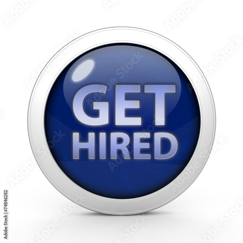 Get hired circular icon on white background