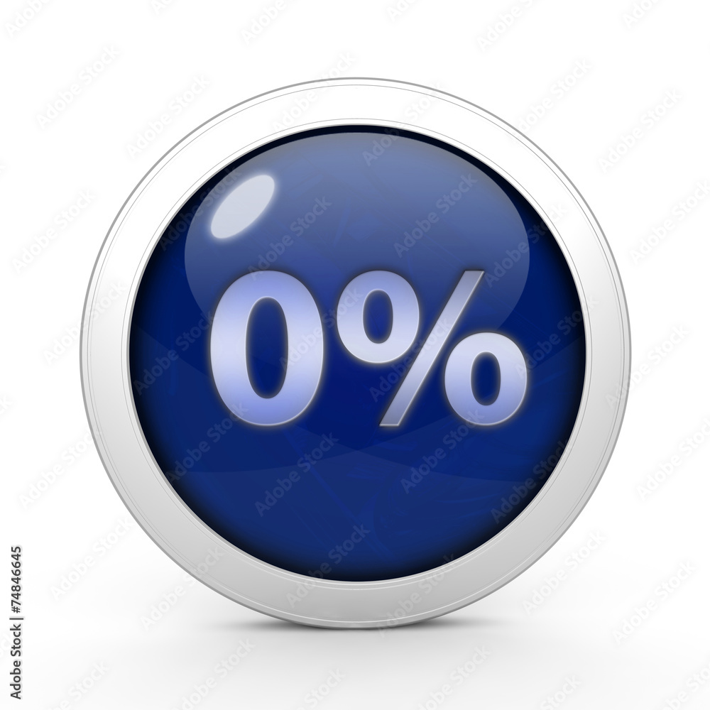 Zero percent circular icon on white background Zero percent circular icon on white background