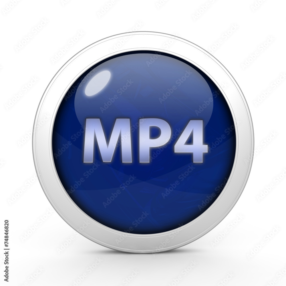 MP4 circular icon on white background MP4 circular icon on white background