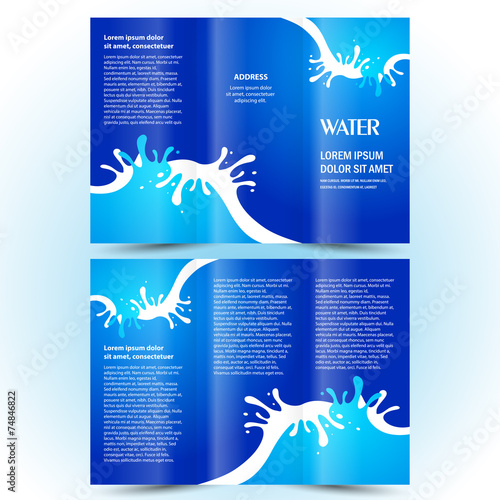 brochure design template trifold water aqua splash bottle drops