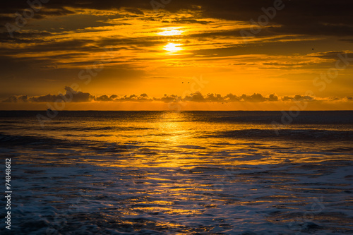 Sunrise over the Atlantic Ocean in Folly Beach  South Carolina.