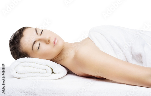 Portrait of beautiful young woman with healthy skin, natural col