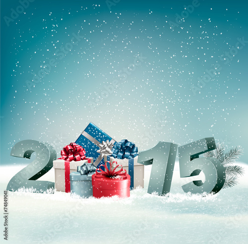 Holiday background with presents and 2015. Vector