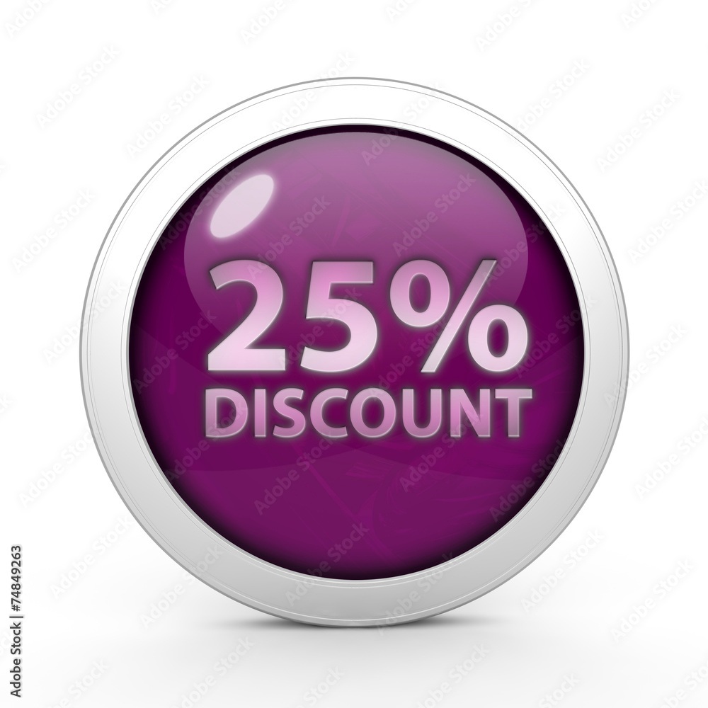 Discount 25 circular icon on white background Discount 25 circular icon on white background