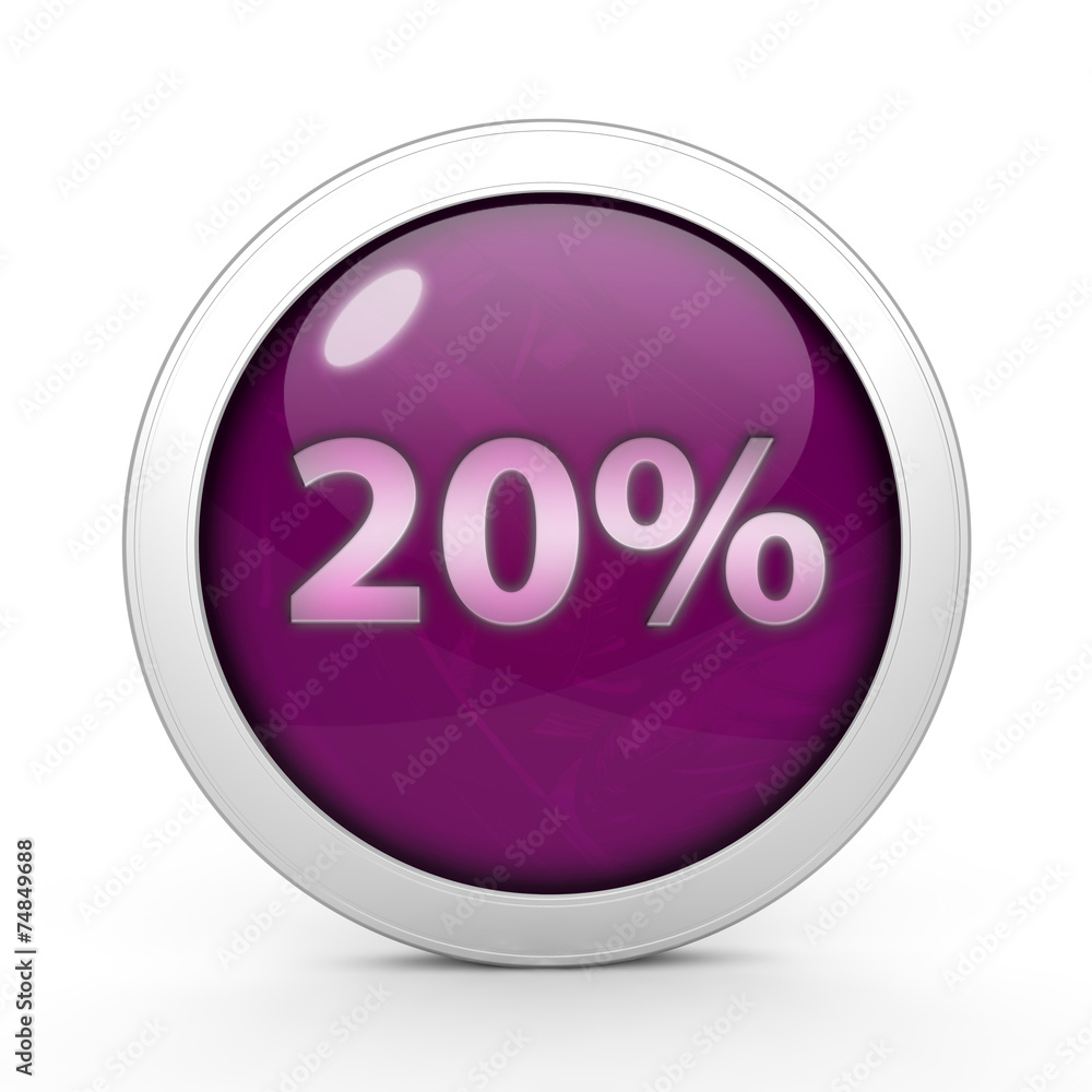 Twenty percent circular icon on white background Twenty percent circular icon on white background