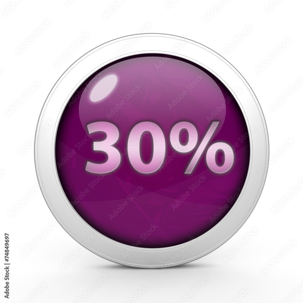 Thirty percent circular icon on white background Thirty percent circular icon on white background