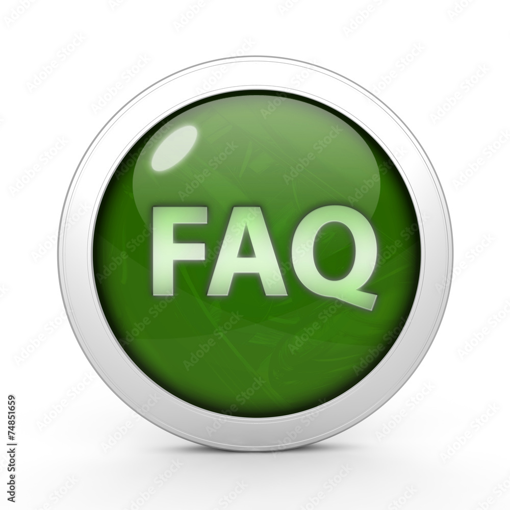 faq circular icon on white background faq circular icon on white background