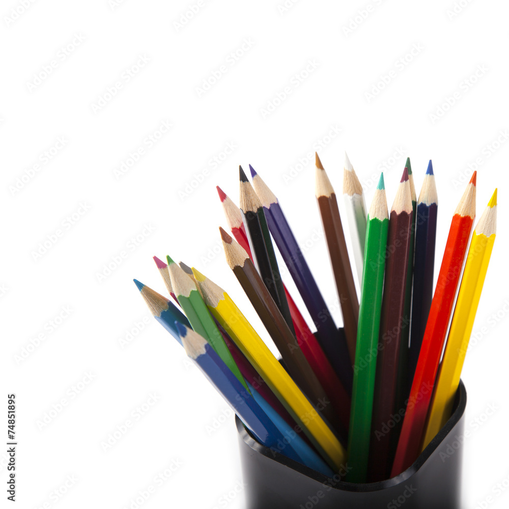 Colour pencils isolated on white background close up Colour pencils isolated on white background close up