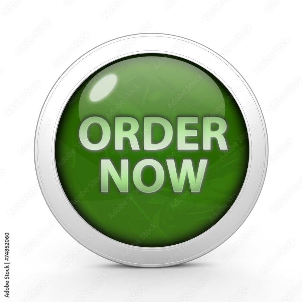 Order now circular icon on white background Order now circular icon on white background