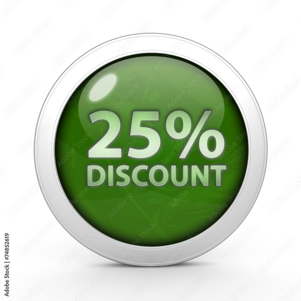 Discount 25 circular icon on white background Discount 25 circular icon on white background