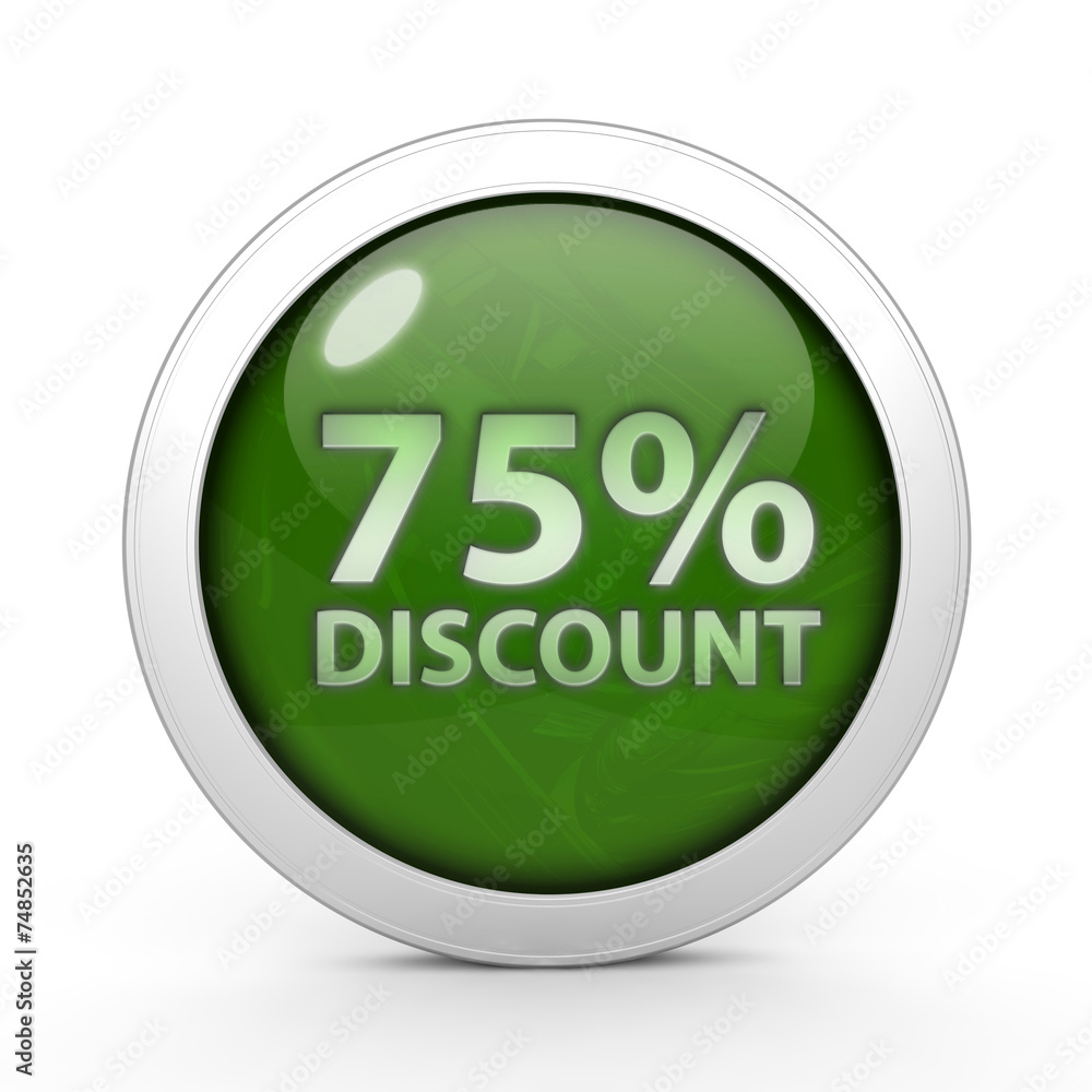 Discount 75 circular icon on white background Discount 75 circular icon on white background
