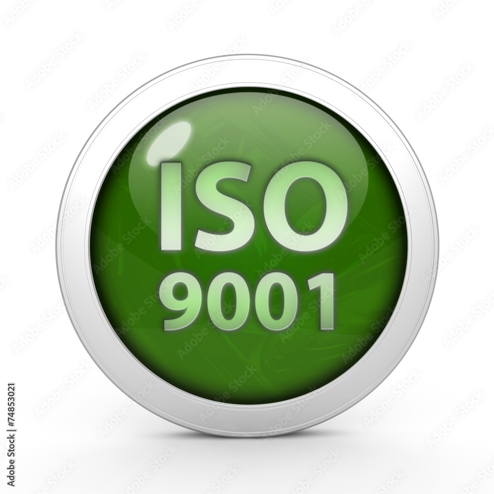 Iso 9001 circular icon on white background Iso 9001 circular icon on white background