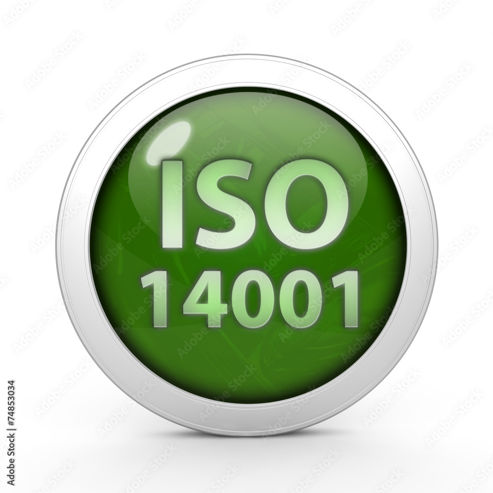 Iso 14001 circular icon on white background Iso 14001 circular icon on white background