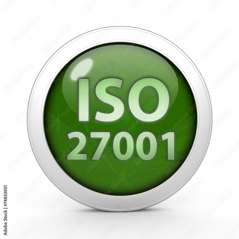 Iso 27001 circular icon on white background Iso 27001 circular icon on white background
