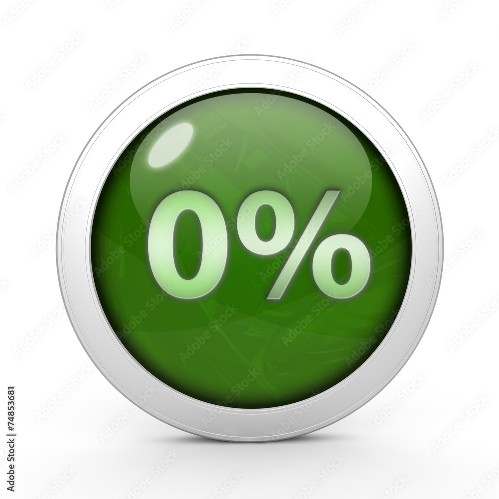 Zero percent circular icon on white background Zero percent circular icon on white background