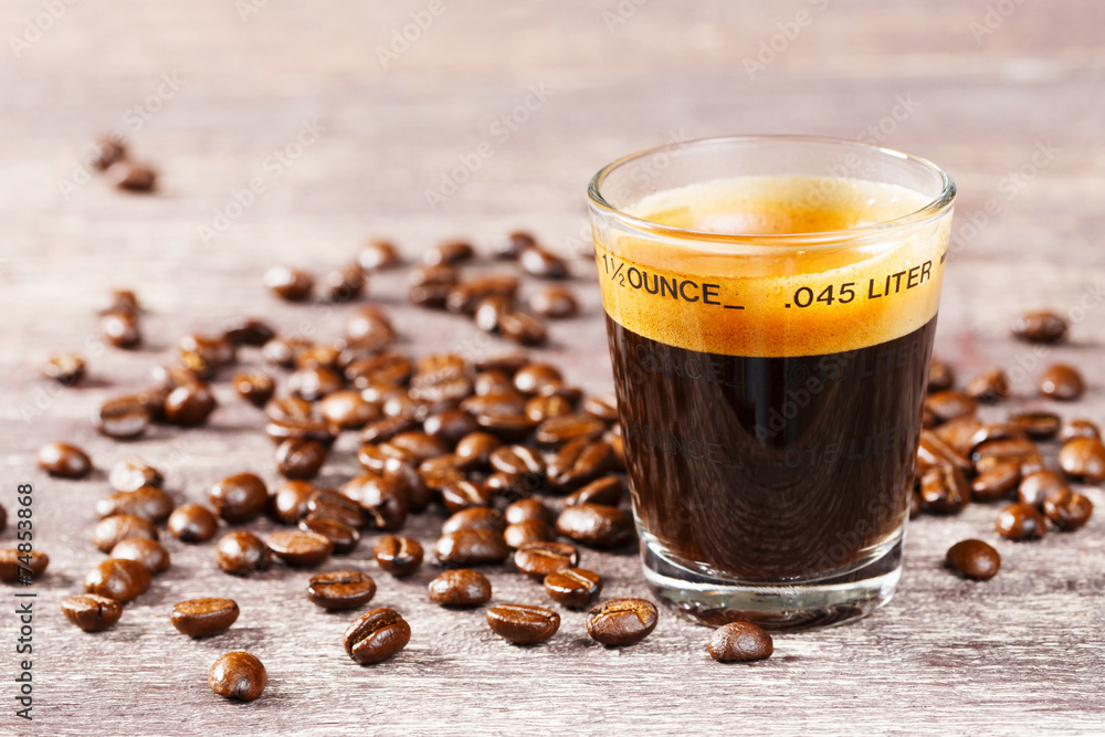 Espresso shot glass with coffee bean Espresso shot glass with coffee bean