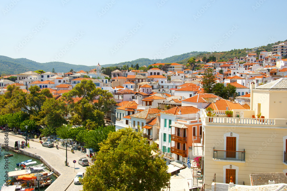 Naklejka premium View at the city of Skopelos