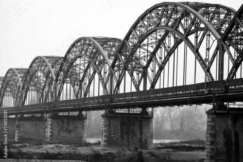 Gerola Bridge on the Po river, wintertime. BW image