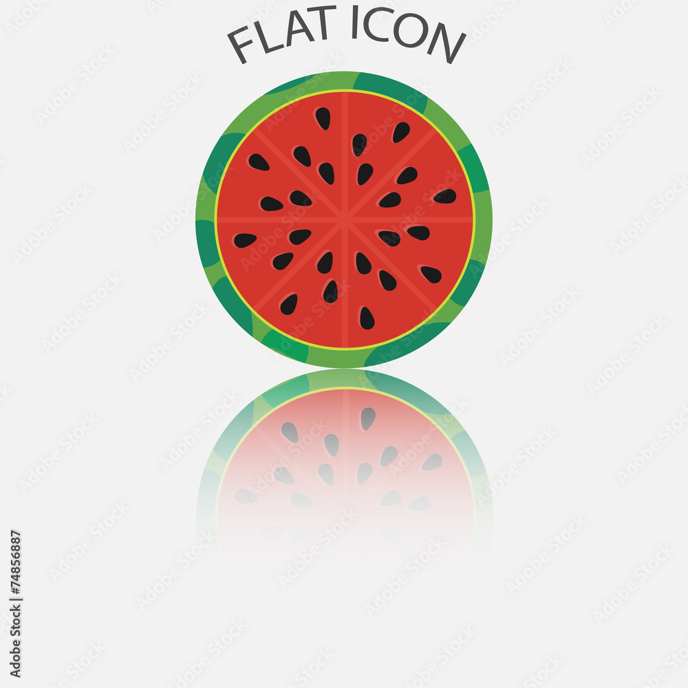 Fototapeta premium Half of watermelon in the reflection. Vector illustration