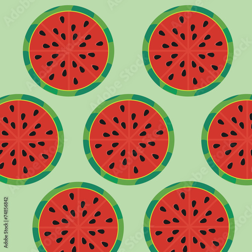 Half of watermelons on green background. Vector illustration