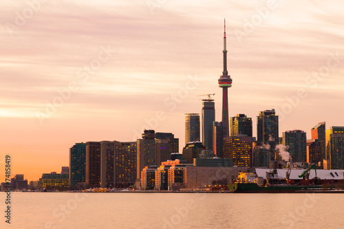 Part of the Toronto Skyline from the East at sunset photo