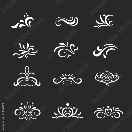 Beautiful white vintage vector decorative elements and