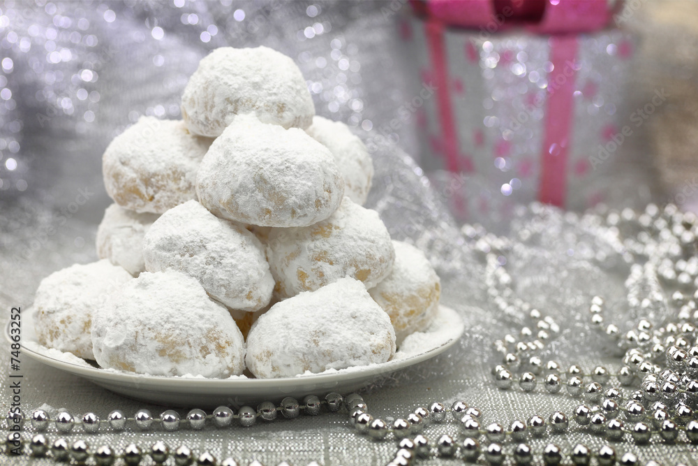 Traditional Christmas cookies with powdered sugar Traditional Christmas cookies with powdered sugar