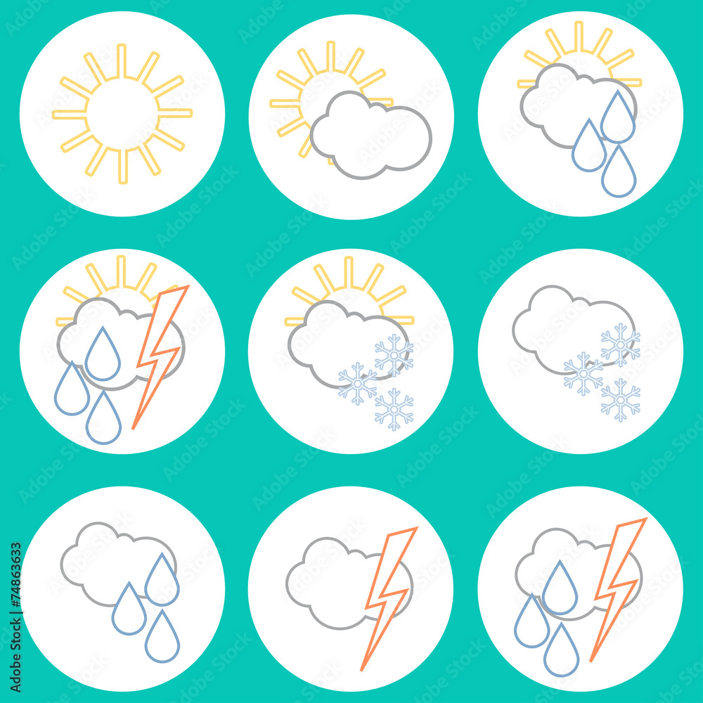 Set of linear weather icons. Flat design. vector Set of linear weather icons. Flat design. vector