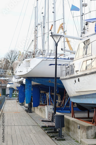 motor boat stand at a berth