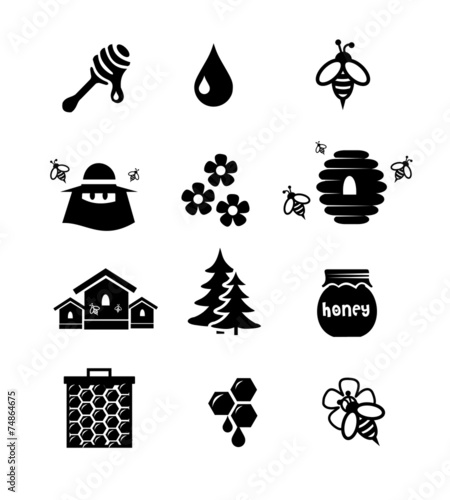 Honey icon set vector