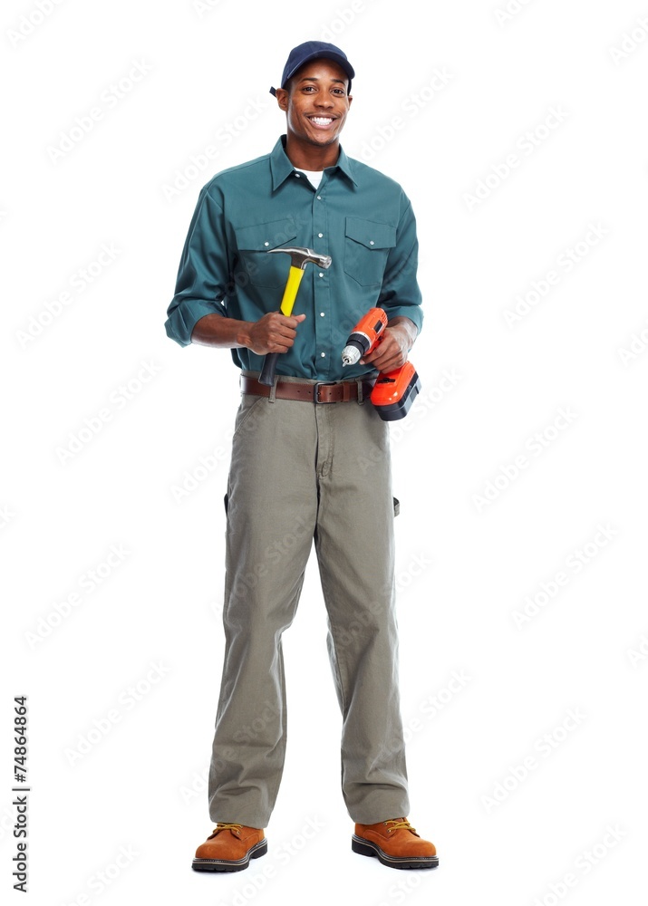 African American worker man. African American worker man.