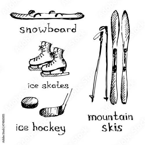 Winter sports. Sketch. Vector illustration.