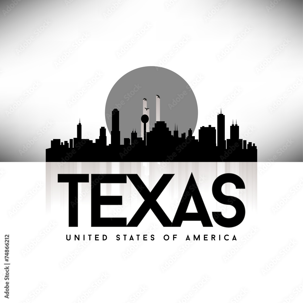 Fototapeta premium Texas USA Skyline Silhouette Black vector