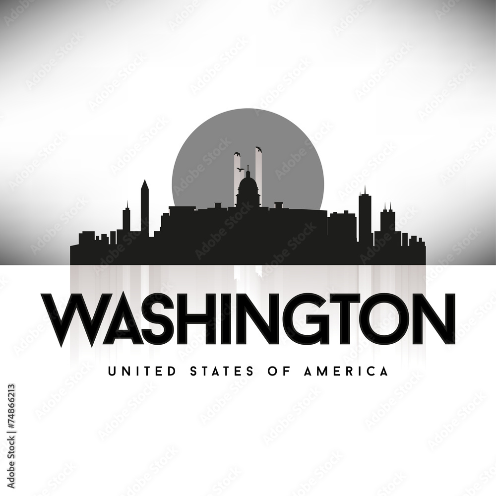 Washington USA Skyline Silhouette Black vector