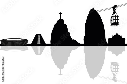 rio de janeiro city skyline silhouette. vector illustration