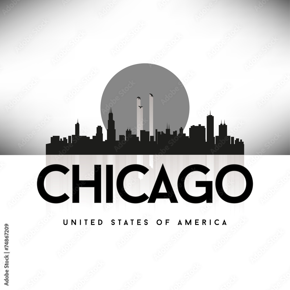 Chicago USA Skyline Silhouette Black vector