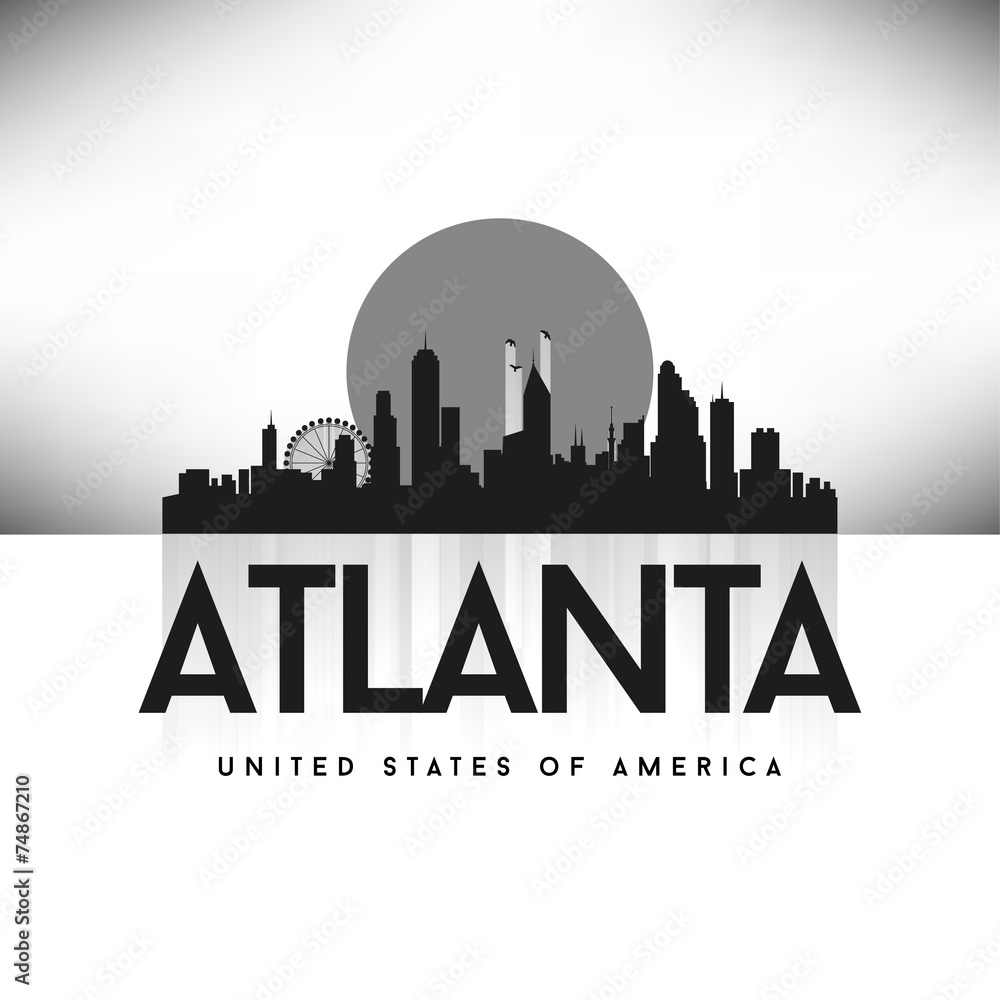 Fototapeta premium Atlanta USA Skyline Silhouette Black vector