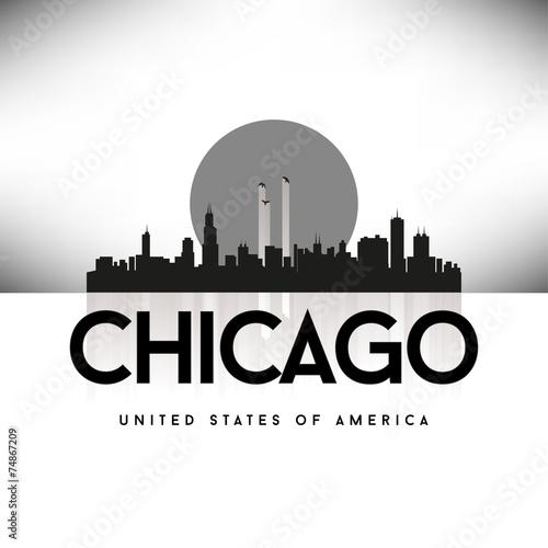 Chicago USA Skyline Silhouette Black vector