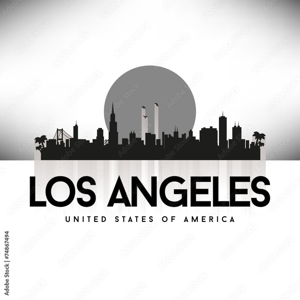 Los Angeles USA Skyline Silhouette Black vector