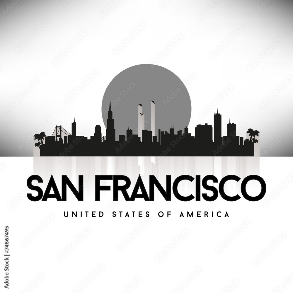 San Francisco USA Skyline Silhouette Black vector