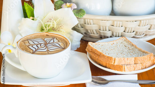 Cafe and bread for serve