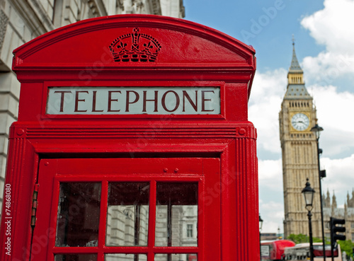 Red telephone box and Big Ben  London